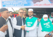 Manipur Congress Extends Greetings to Haj Pilgrims at Imphal Airport.